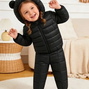 Black Puffer Bear Ears Jumpsuit